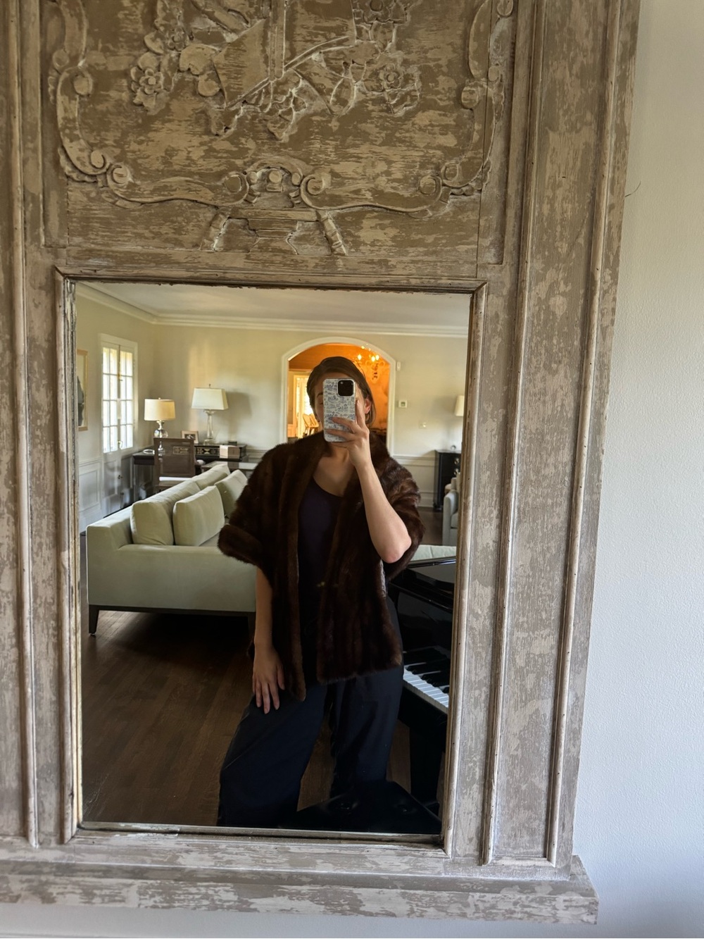 Vintage Brown Fur Shawl - Unbranded Luxury Wrap